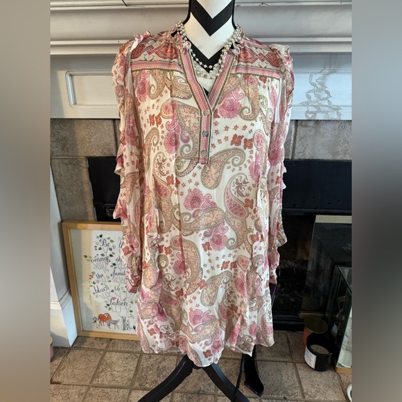 hale Bob of Los Angeles Shelby chiffon long sleeve dress stunning - Picture 1 of 13